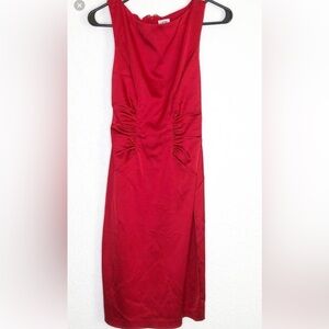 Cache Strapless Red Ruched Sheath Dress